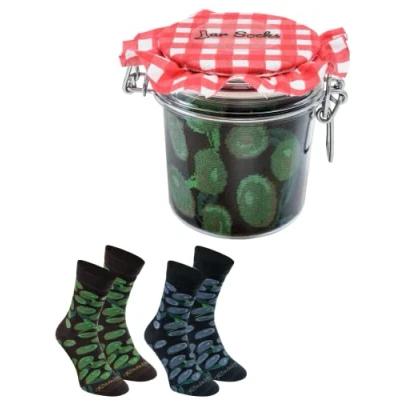 Image of Rainbow Socks Olives in Jar Funny Gift Idea Green Black 2 Pairs Size 7,5 11