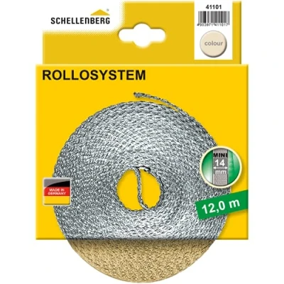 Image of Schellenberg 44501 Roller Shutter Strap for Window (Width: 14 mm, Mini System: 4.5 m), Beige, 41101