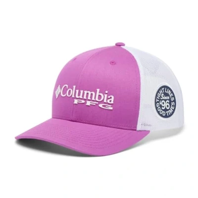 Image of Columbia Unisex&#039;s PFG Logo Mesh Snap Back Cap, Bright Lavender, One Size