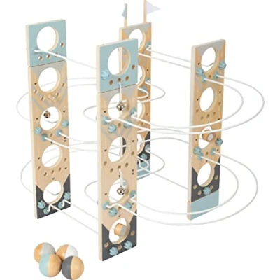 Image of small foot Modular Marble Run, made of wood, can be easily taken apart and stored in a space saving way, Prod. No. 12234