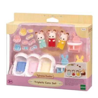 Image of Sylvanian Families 5532 Triplets Care Set Dollhouse Playsets, Yellow,blue,mint,green,pink,red