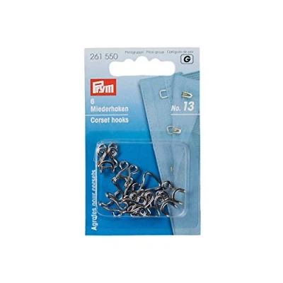 Image of Prym Hooks and Eyes for Corsets, Metal, Black, 9.3 x 5.7 0.7 cm