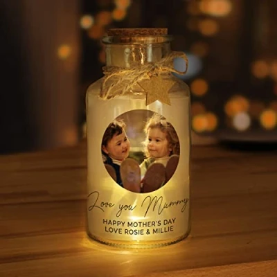 Image of Custom Personalised Photo Upload Any Occasion LED Glass Jar Battery operated. Perfect for Weddings, Memorial, Anniversary, Christmas