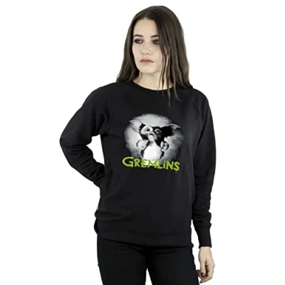 Image of Absolute Cult Gremlins Women&#039;s Scared Green Sweatshirt Black Large