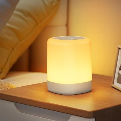 Image of Ushine LED Night Light Touch Bedside Table Lamp for Bedroom,Dimmable Kids with RGB Changing&amp;Timer&amp;Memory,USB Rechargeable Portable Bedroom Newborn Breastfeeding