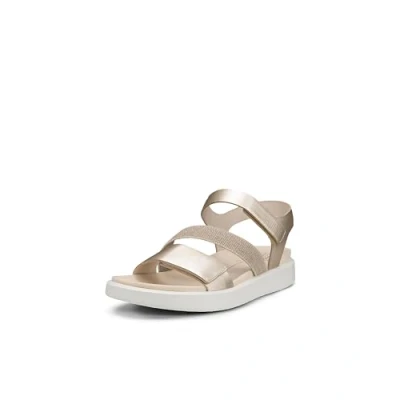 Image of ECCO Flowt W Sandals, Women&#039;s, Size: 3.5, Pure white/gold Leather and textile