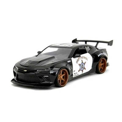 Image of Jada Big Time Muscle 1:24 2016 Chevy Camaro SS Widebody Die Cast Car, Toys for Kids and Adults(Drift Patrol Police)