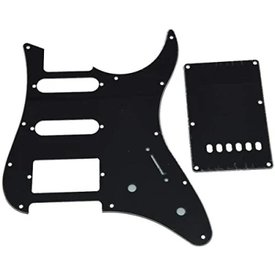 Image of Dopro Guitar HSS Pickguard and Tremolo Trem Cover Back Plate fits Yamaha PACIFICA Black 3 Ply