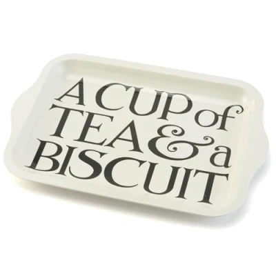 Image of That&#039;s Crackers! A Cup Of Tea &amp; Biscuit Tinware Tray 24 x 16cm Emma Bridgewater Gift