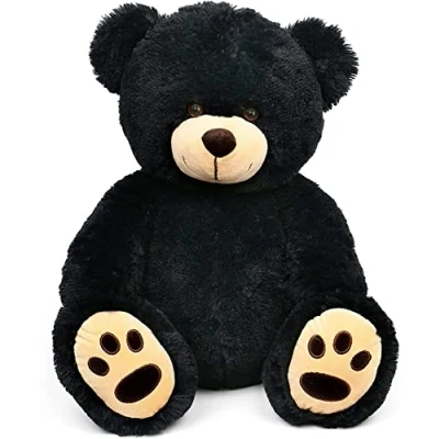 Image of LotFancy Teddy Bear Stuffed Animals Plush 50 cm, Soft Cute Cuddly Bear, Gifts for Girls Kids Baby Toddlers, Black, Christmas Toys