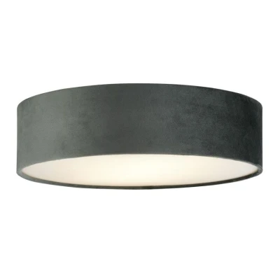 Image of Searchlight Lighting Drum Pleat 2 Light Velvet Flush, Grey Shade