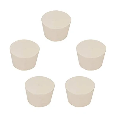 Image of StonyLab Solid Rubber Stoppers, 5 Pack 10# 41mm x 50mm 34mm White Tapered Lab Seal Stoppers