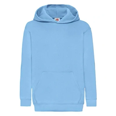 Image of Fruit of the Loom Unisex Kids Pull over Classic Hooded Sweat, Sky, 7 8 Years (Manufacturer Size:30)
