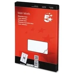 Image of 5 Star Addressing Labels Laser 18 per Sheet 63.5x46.6mm White [1800 Labels]