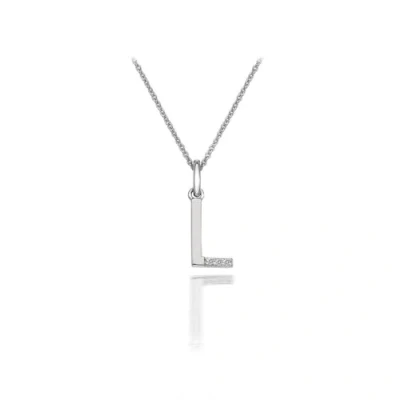 Image of Hot Diamonds Round Diamond and Micro Letter L 925 Sterling Silver Pendant with 46 cm Curb Chain