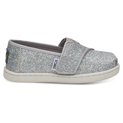 Image of TOMS Girl&#039;s Tiny Alpargata Loafer Flat, Silver, 9 UK Child