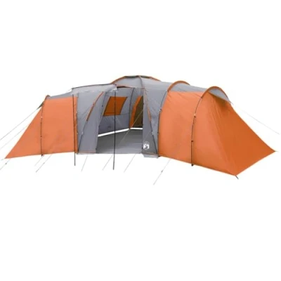 Image of vidaXL Family Tent Dome 12 Person Grey and Orange Waterproof
