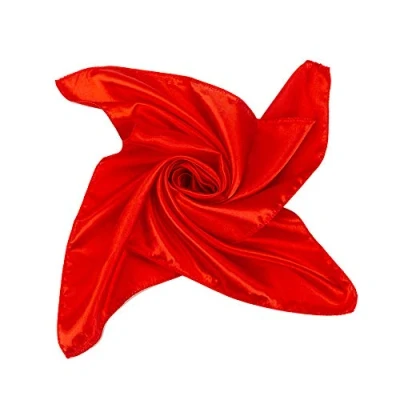 Image of Satin Silk Large 90cm X Square Plain Nautical Head Neck Scarfs Wrap (Red)