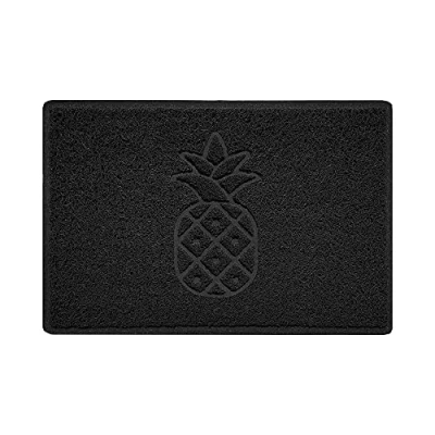Image of Nicoman Pineapple Embossed Shape Door Mat Dirt Trapper Jet Washable Doormat (Use Indoor or Sheltered Outdoor) (60x40cm/23.6x15.7inches, Small) Black