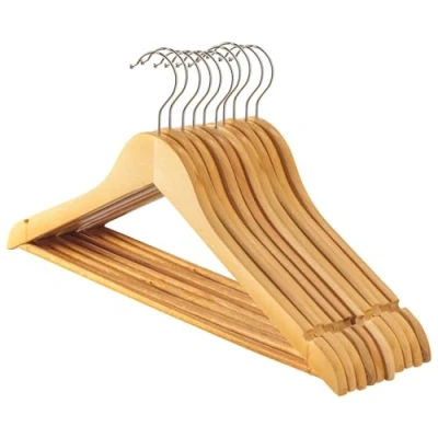 Image of Brown Wooden Coat Hangers Pack of 10 By Harbour Housewares