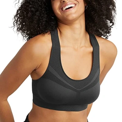 Image of Champion Women&#039;s Freedom Seamless Racerback Sports Bra, Black, M