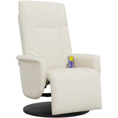 Image of vidaXL Massage Recliner Chair with Footrest Cream Faux Leather