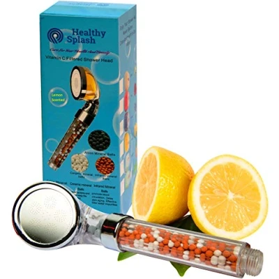 Image of Healthy Splash Vitamin C Filtered Handheld Shower Head Lemon Scent Removes Fluoride &amp; Chlorine Softens Hard Water Increases Pressure While Saving Enhance Your Skin