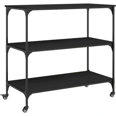 Image of vidaXL Kitchen Trolley Black 102x50x95 cm Engineered Wood