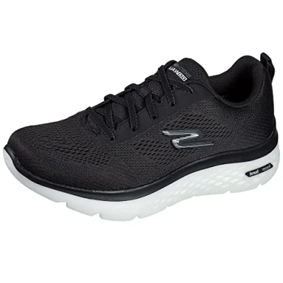 Image of Skechers Men&#039;s GO Walk Hyper Burst Sneaker, Black Textile/Black &amp; White Synthetic Trim, 6 UK