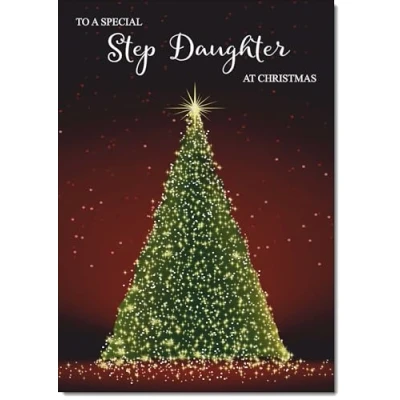 Image of doodlecards Stepdaughter Christmas Card Green Tree Medium Size for with Plain Envelope