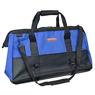 Image of Faithfull FAITBHB24 Wide Mouth 610mm (24in) Tool Bag with Hard Base, Steel Frame, Adjustable Strap 17 Pockets