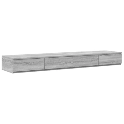 Image of vidaXL bedside table/bed drawers grey sonoma matte finish 150 x 36.5 16.5 cm/nightstand for bedroom 4 drawers, engineered wood