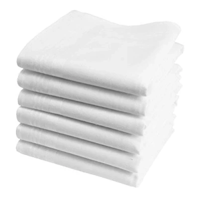 Image of Hankiss White Organic Fabric Handkerchiefs Small Size 11 Inches 6 Pieces 100% GOTS Certified Cotton Snow Model