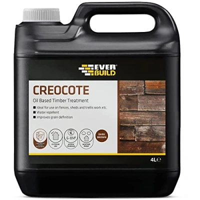 Image of 3X EVERBUILD 4LTR CREOCOTE Light Brown replaces creosote fence wood treatment