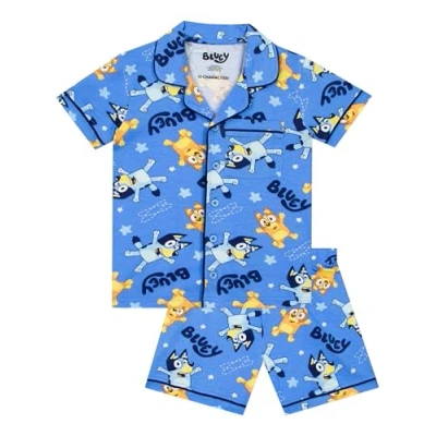 Image of Bluey Pyjamas Summer Pjs For Boys Bingo Blue 8 9 Years