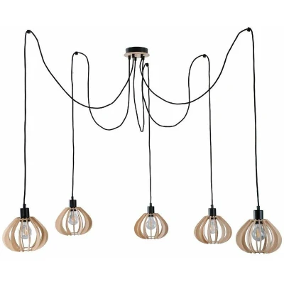 Image of Nicoleta Cluster Pendant Ceiling Light Black, 5x E27