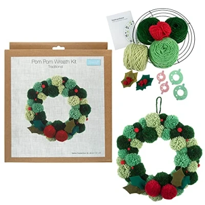 Image of Pom Christmas Wreath Making Craft Kit Boxed Gift