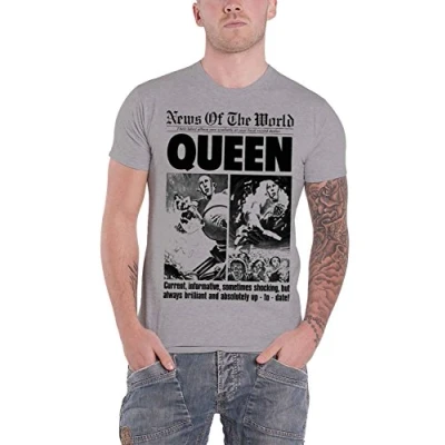 Image of Queen &#039;News of The World 40th Anniversary Front Page&#039; T Shirt (2 Extra Large) Grey