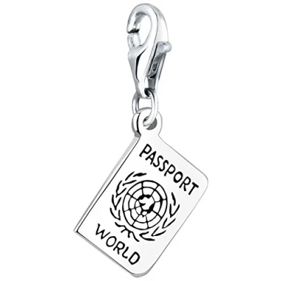 Image of Nenalina Passport Carabiner Charm Pendant for Bracelet 925 Sterling Silver 713147 000, Silver, No Gemstone