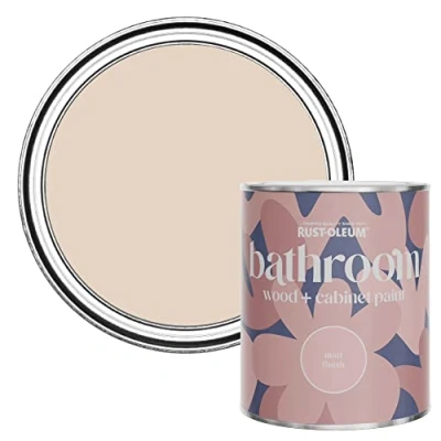 Image of Rust Oleum Pink Moisture Resistant Bathroom Wood and Cabinet Paint in Matt Finish HOMESPUN 750ML