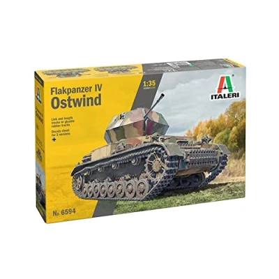 Image of Italeri 6594S 1:35 Flakpanzer IV Ostwind Faithful Replica, Model Building, Plastic Kit, Crafts, Hobby, Gluing, Assembly, Unpainted, Multi Coloured