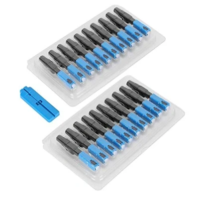 Image of ASHATA 20Pcs Optic Fiber Connectors,Telecommunications Grade Quick Connectors Embedded Reusable SC/UPC