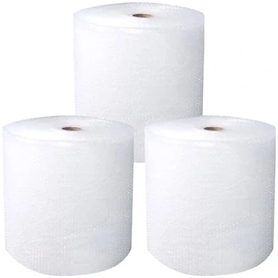 Image of Globe Packaging 3 Rolls of 500mm x 100m Large Bubble Wrap Roll with Small Air Bubbles Cushioning &amp; Protection for Moving House, Ecommerce and Storage
