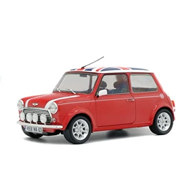 Image of solido 421184470 Mini Cooper S 1.3L 1:18 Sport Pack Red with Union Jack Roof, Rouge/Drapeau Britanique