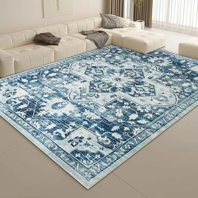Image of Aspire Homeware Rugs for Bedroom Living Room Extra Large 240x320 cm Traditional Area Cashmere Style Soft Short Pile Vintage Rug Carpet Dining Easy To Clean, Tranquil