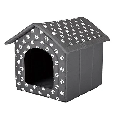 Image of Hobbydog DOGGY R3 BUDSWL4 Doghouse 52 x 46 cm Grey with Paws, M, Grey, 1.100000000000001 kg