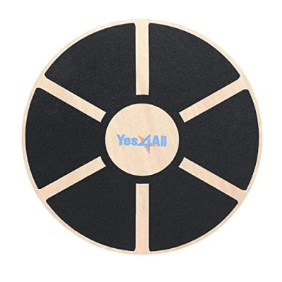 Image of Yes4All Wooden Wobble Balance Board,Core Strength Exercise Fitness Accessory, Workout Stability Equipment, Standing Desk Use