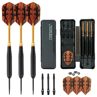 Image of CUESOUL 23 Grams Steel Tip Darts Black Coating Brass Barrels