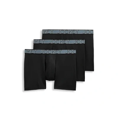 Image of Jockey Men&#039;s Underwear Active Microfiber 5&quot; Boxer Brief 3 Pack, Black, XL