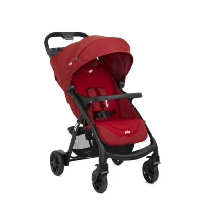 Image of Joie Muze LX Fully Featured Lie Flat Stroller with footmuff (Birth to Approx. 3 Years, 0 15kg) Cranberry